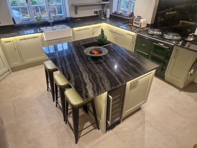 Black Agatha Granite Kitchen with Island