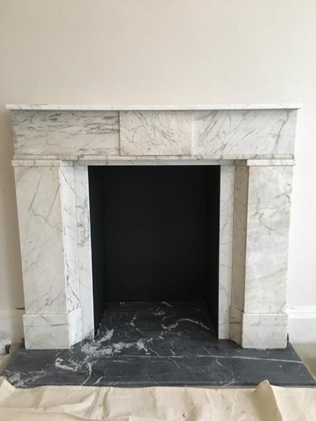 Natural stone fireplace