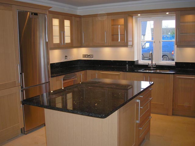 Emerald pearl black marble kitchen worktops