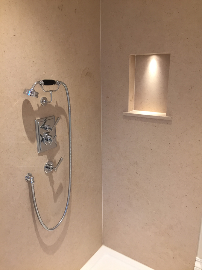 limestone bathroom shower walls