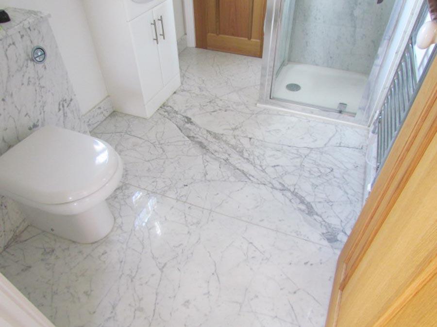 Marble bathroom flooring and walls