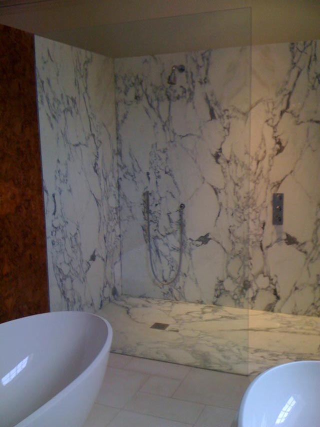 Marble walk-in shower