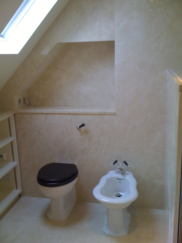 Marble bathroom walls and floors
