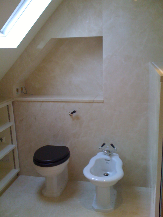 Marble bathroom walls and floors