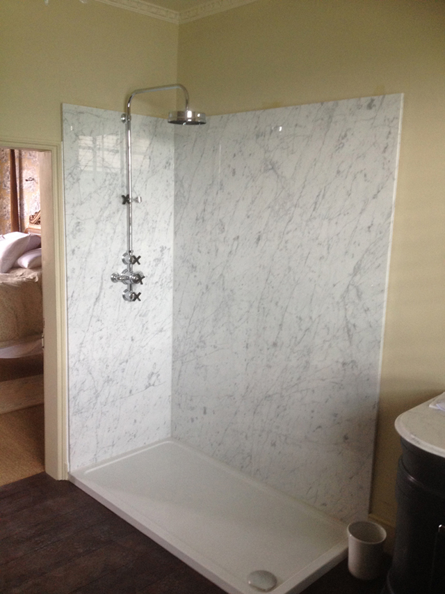 Marble walk-in shower