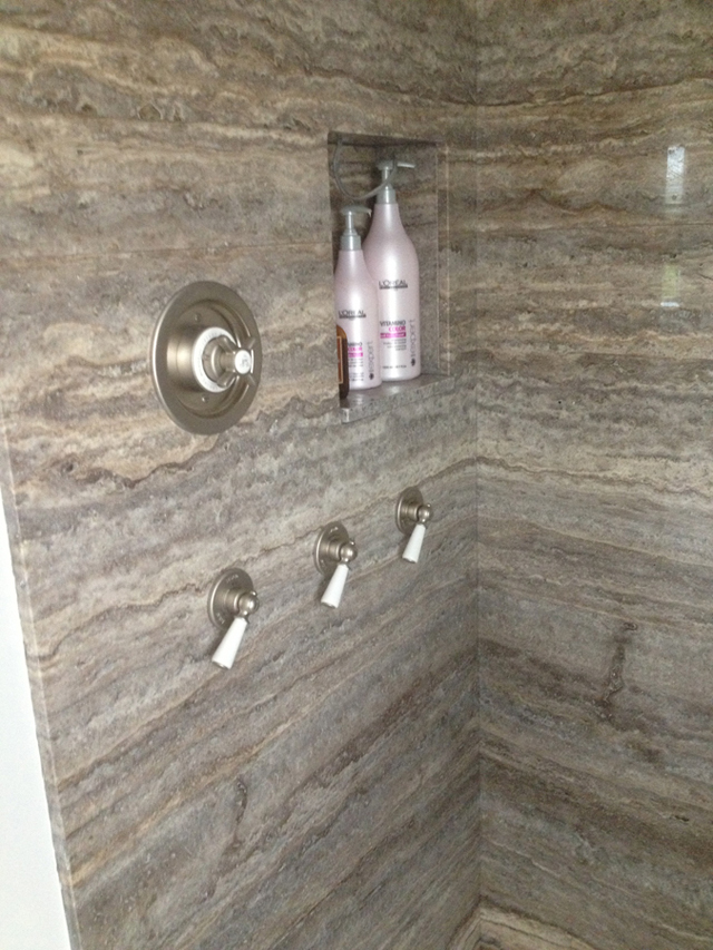 Marble walk-in shower