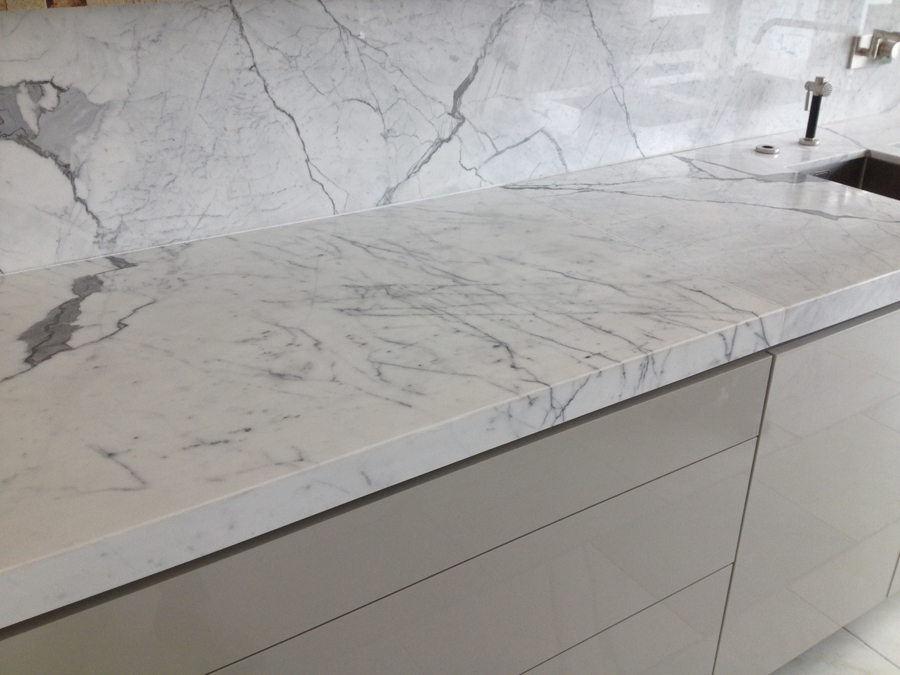 Marble bathroom counter tops and walls