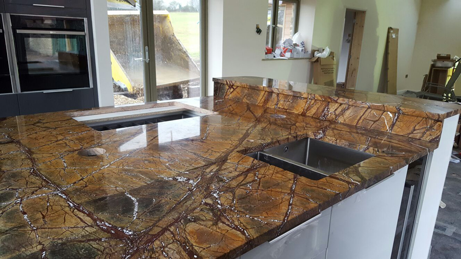 Bespoke natural stone kitchen worktops