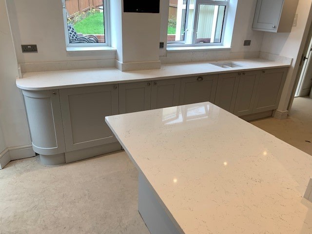 Carrara Mist Quartz Kitchen Worktops