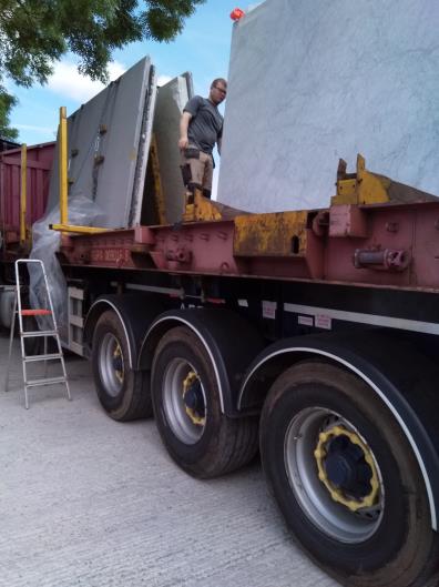 Unloading Italian marble